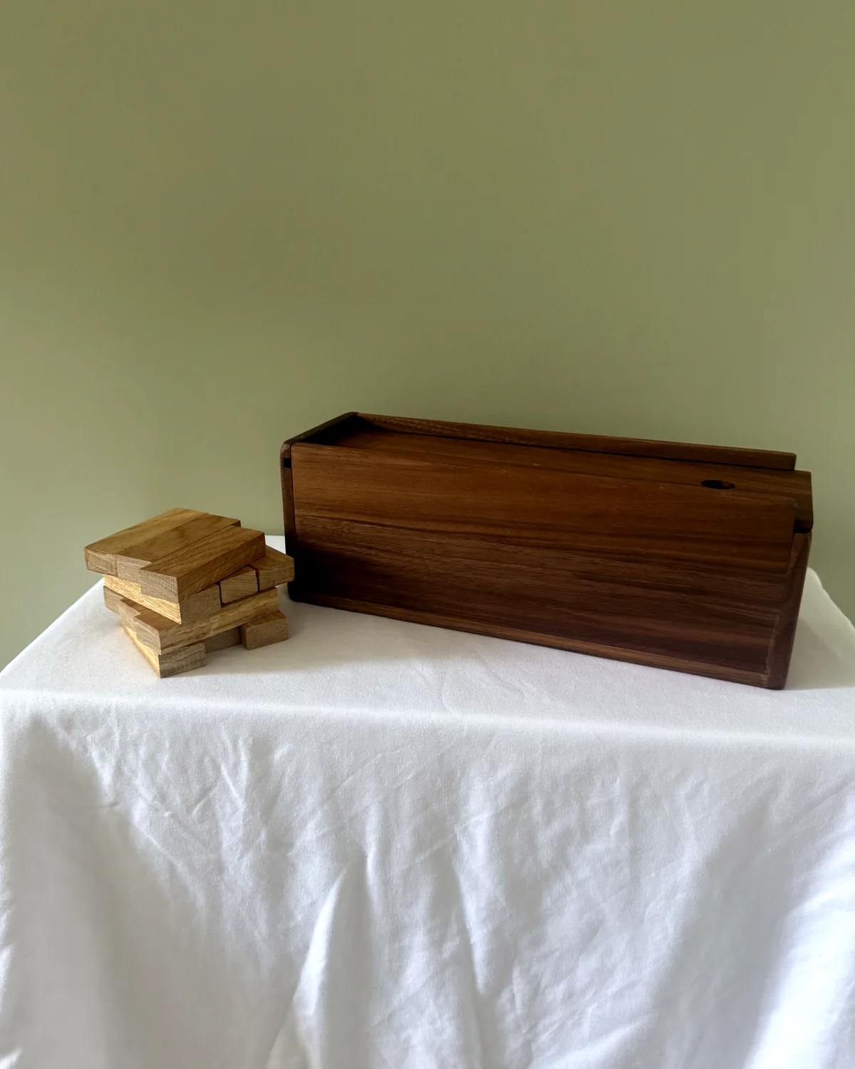 Oak Jenga with Walnut Box, main view