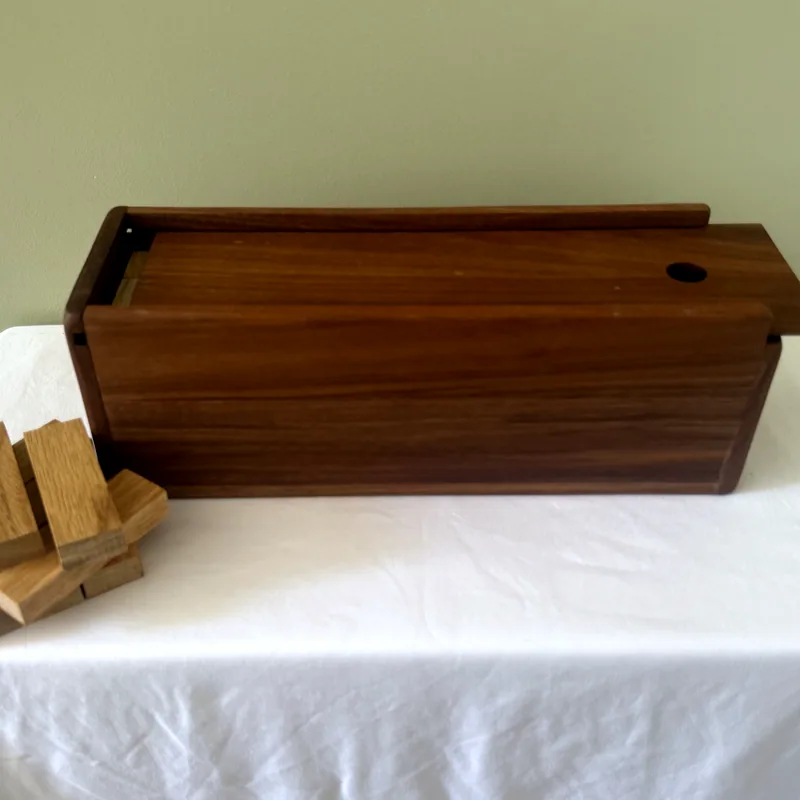 Oak Jenga with Walnut Box, styled view