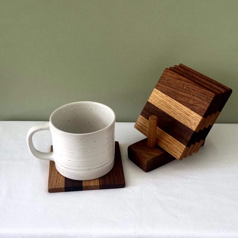 Oak and Walnut Coasters, styled view