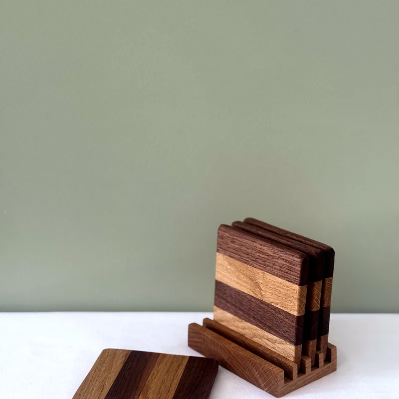 Oak and Walnut Coasters, front view