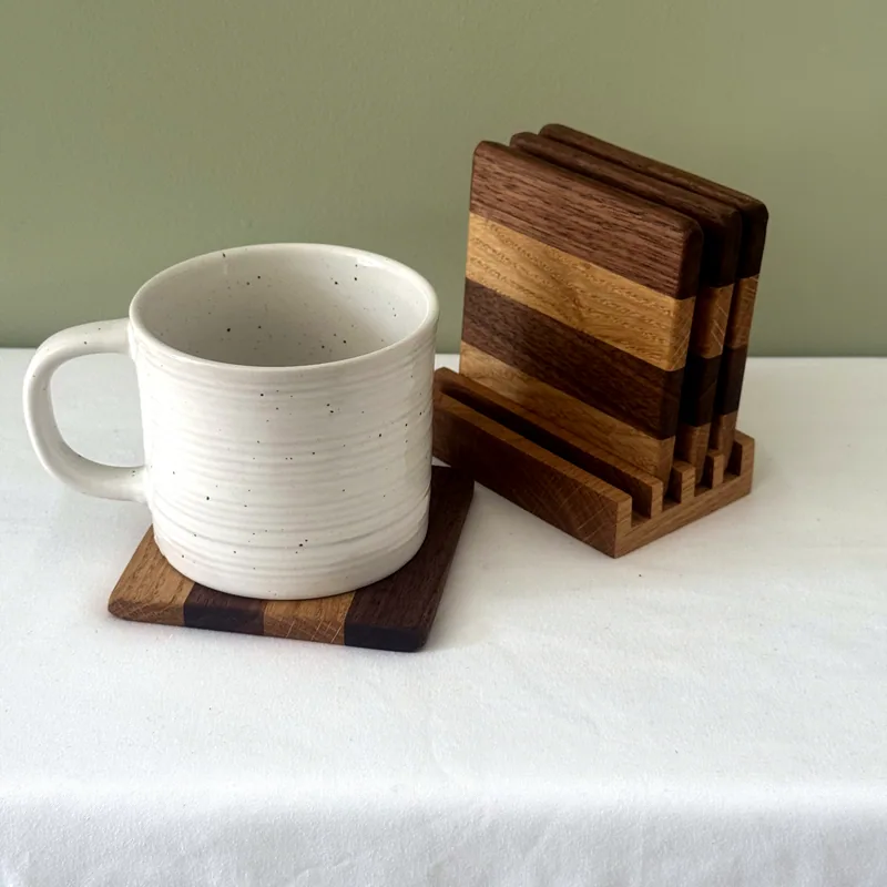 Oak and Walnut Coasters, styled view