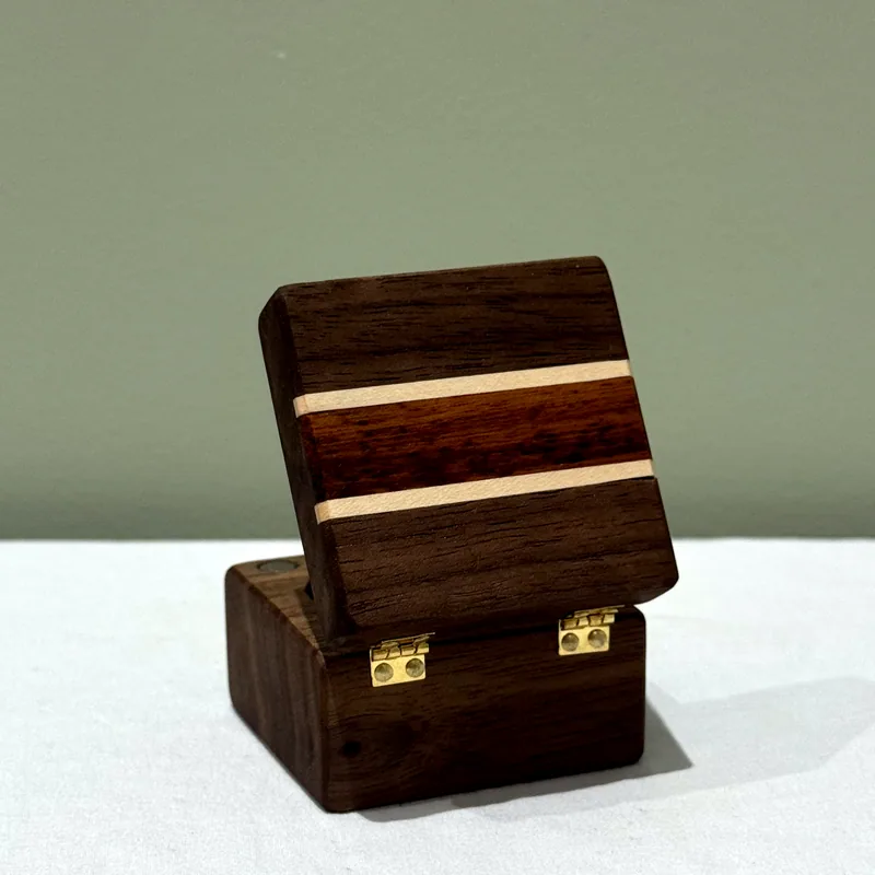 Ring Box, showing the brass hinges