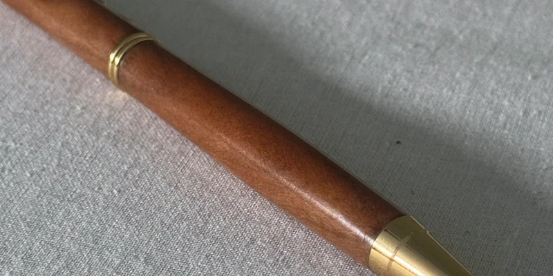 Close-up of a hand-turned pen in Cherry